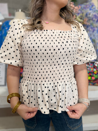 NIKKI POLKA DOT TOP