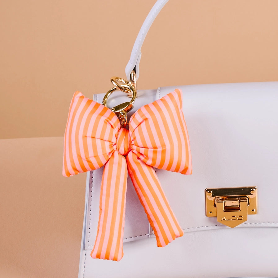 Puffy Bow Bag Charm-Sherbet Stripes