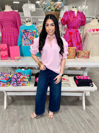 Lauren Top- Pink Gingham