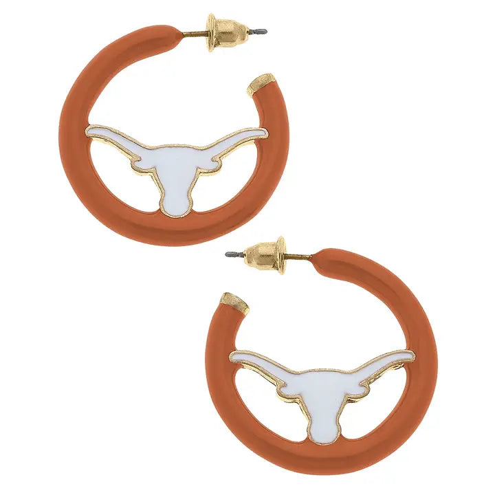 Texas Longhorns Logo Enamel Hoop Earrings