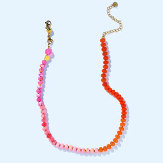 MEREDITH Beaded Necklace - Pink + Orange