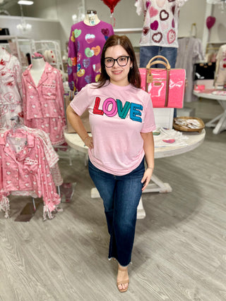 PINK MULTI LOVE TEE