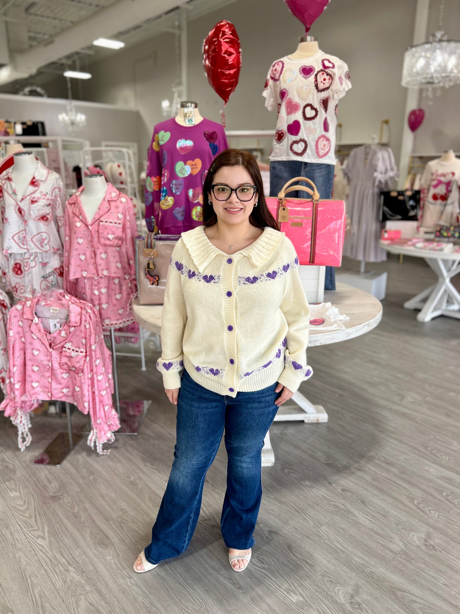 STACY RUFFLE COLLAR CARDIGAN