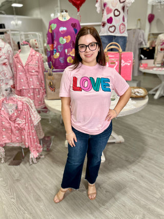 PINK MULTI LOVE TEE