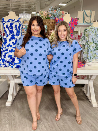 Navy Blue Polka Dot Set