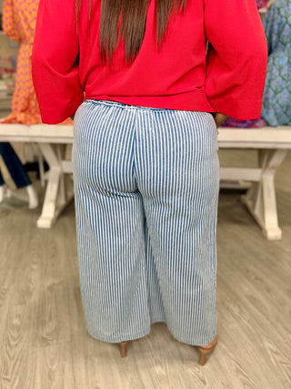 EVELYN Stripe Wide-Leg Pants