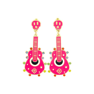 BRIANNA CANNON PINK GUITAR EARRINGS WITH CRYSTALS