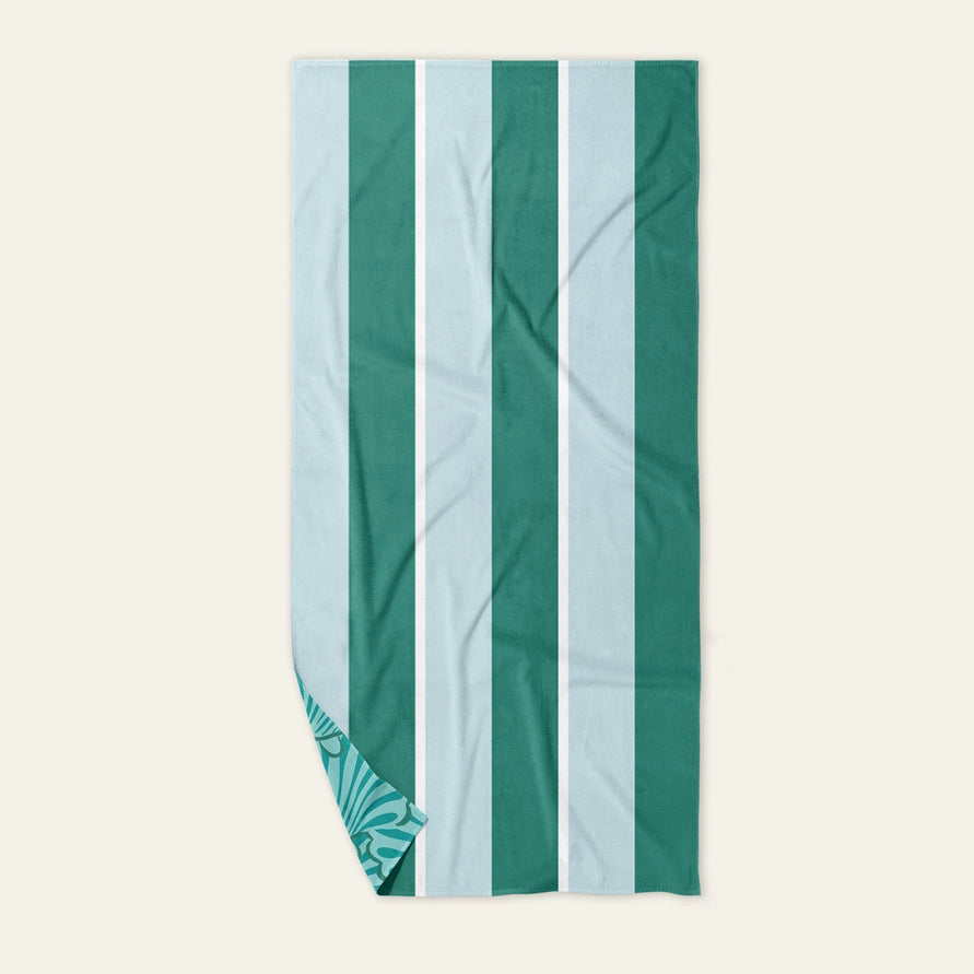 Xl Quick-Dry Beach Towel–Sicily Stripes Teal