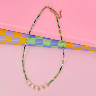 Princess Pearls Beads Necklace- GREEN