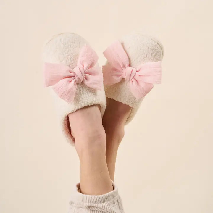 Fuzzy Slippers-Betty Bow Blush
