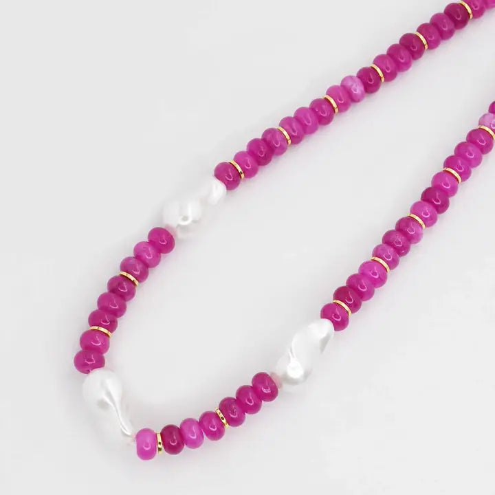 Pearl Pink Gemstone necklace