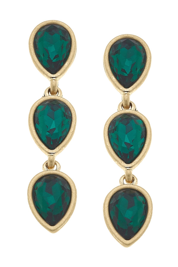 Emerald- Jordan Rhinestone Teardrop Earrings