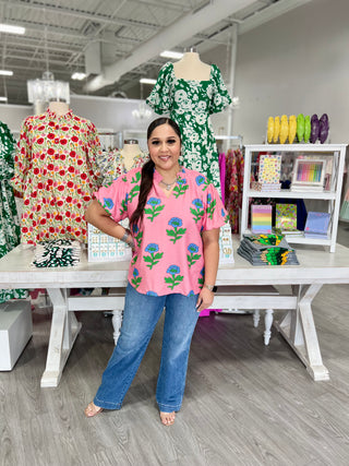 PINK FLORAL PRINT TOP