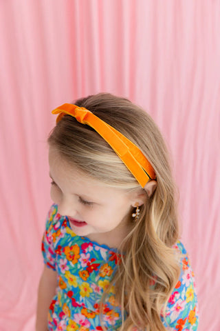BRIANNA CANNON THIN ORANGE VELVET RIBBON BOW HEADBAND