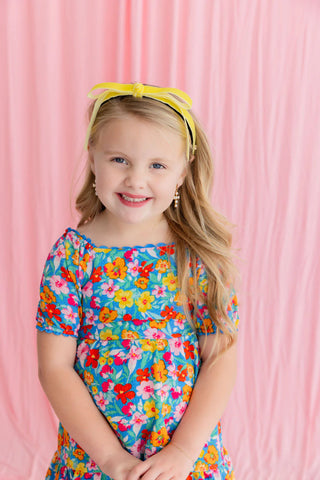 BRIANNA CANNON THIN YELLOW VELVET RIBBON BOW HEADBAND