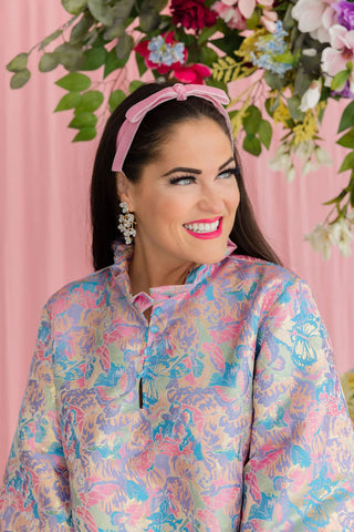 BRIANNA CANNON THIN LIGHT PINK RIBBON BOW HEADBAND