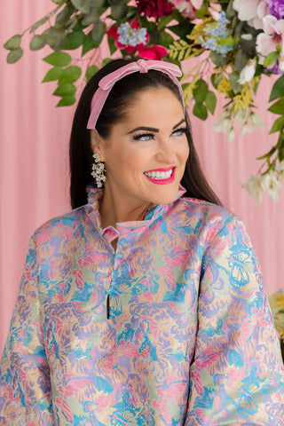 BRIANNA CANNON THIN LIGHT PINK RIBBON BOW HEADBAND