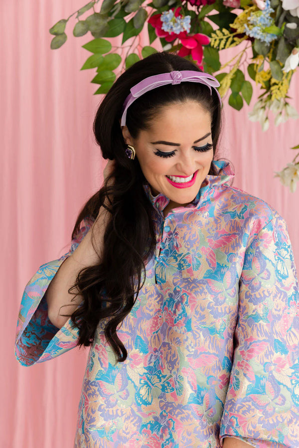 BRIANNA CANNON PINK BOW HEADBAND WITH HEART SEQUINS main image 1