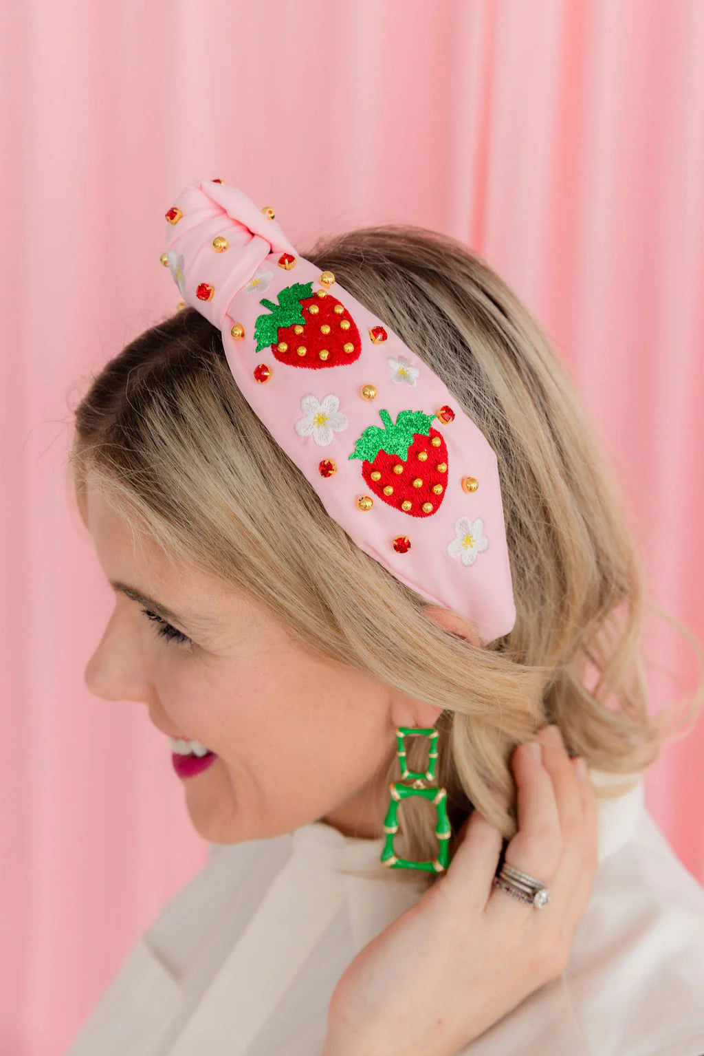 BRIANNA CANNON ADULT SIZE EMBROIDERED STRAWBERRY HEADBAND