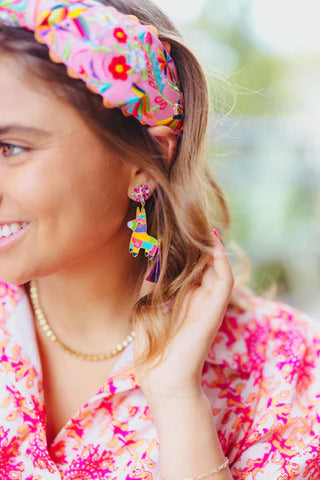 BRIANNA CANNON BURRO PIÑATA EARRINGS WITH METALLIC TASSEL TAIL