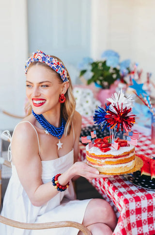BRIANNA CANNON  ADULT SIZE FLORAL AMERICANA HEADBAND WITH CRYSTALS & PEARLS