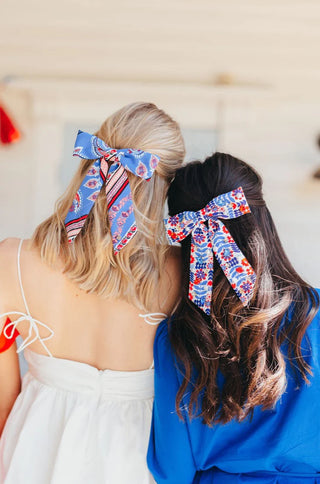 BRIANNA CANNON BLUE BANDANA BOW BARRETTE