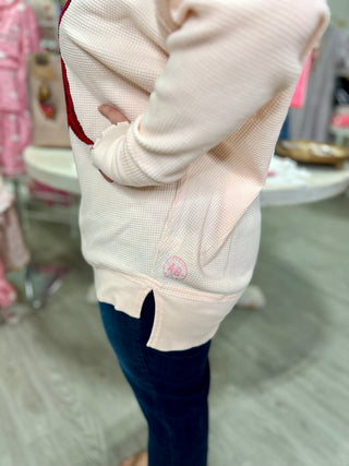 WAFFLE KNIT BOW SWEATER