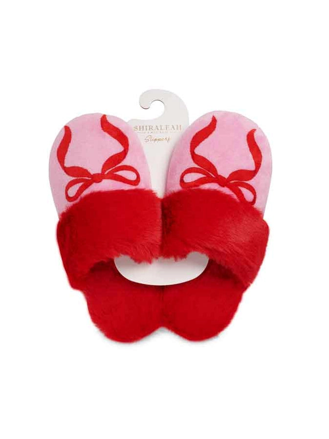 Pink & Red Bow Slippers