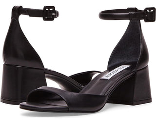 STEVE MADDEN ELLA BLACK LEATHER HEELS