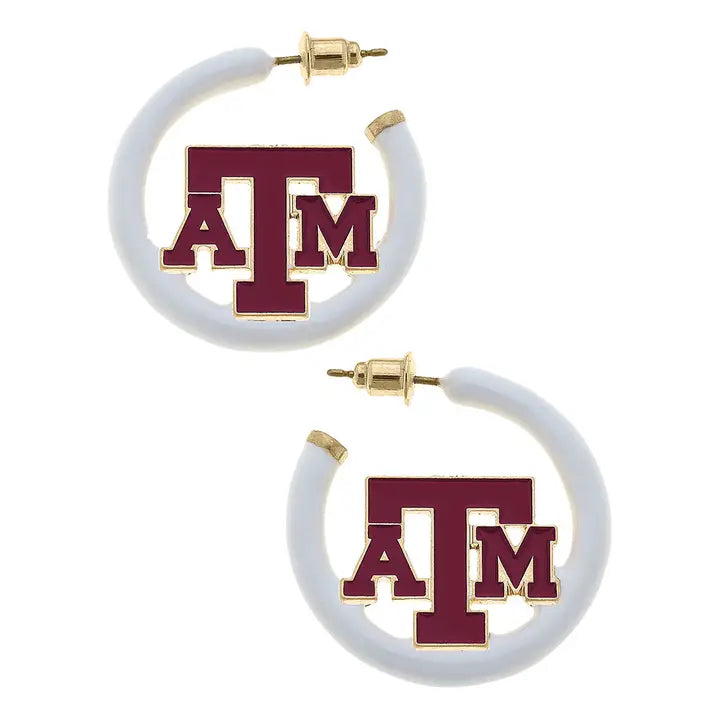 Texas A&M Aggies Logo Enamel Hoop Earrings