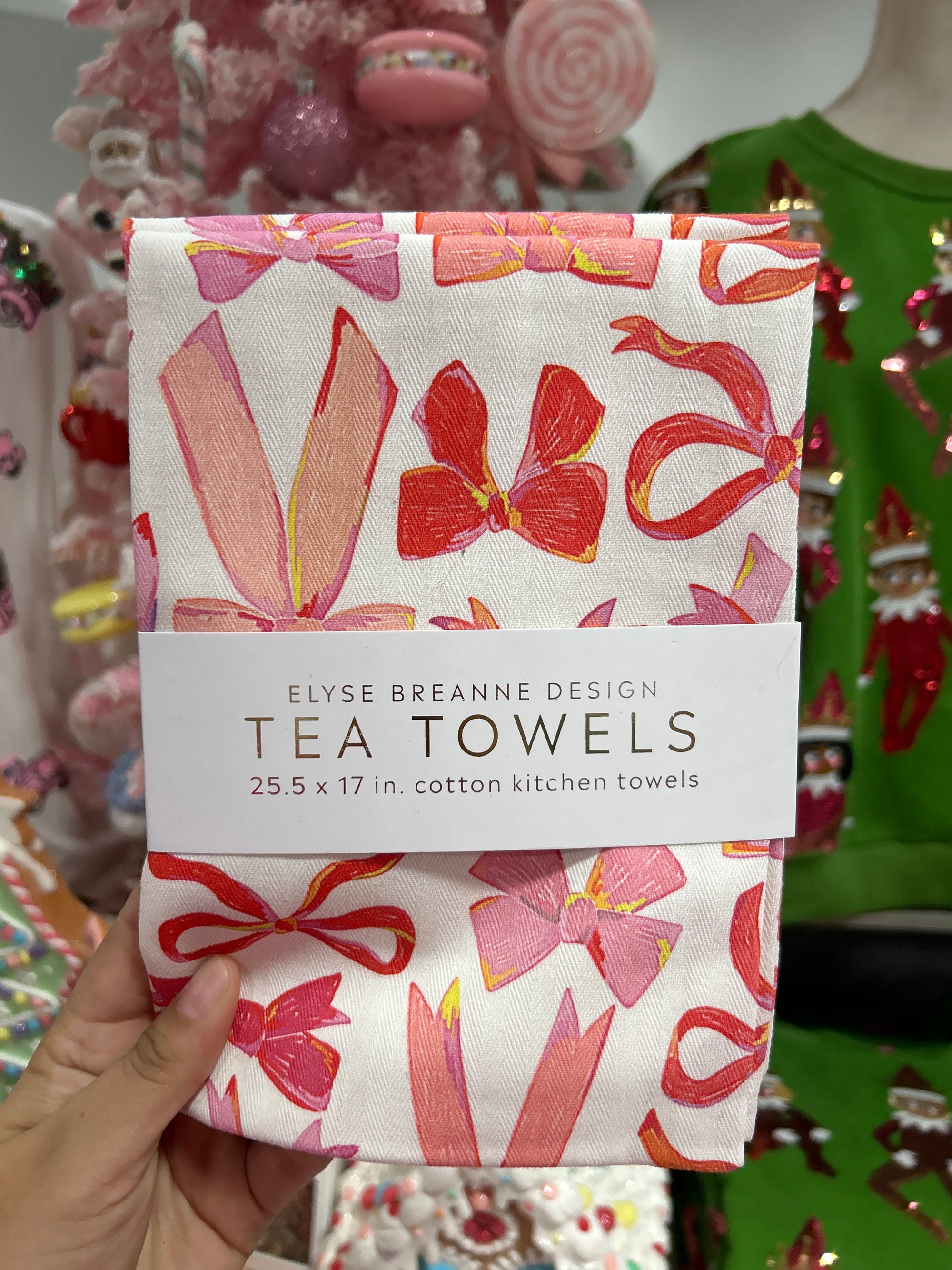 Pack of 2 Pink Bows Tea Towels