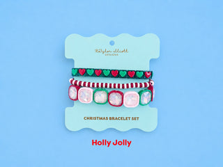 Holly Jolly Enamel Stretch Bracelets - Holiday - 3 Pc Set B-143