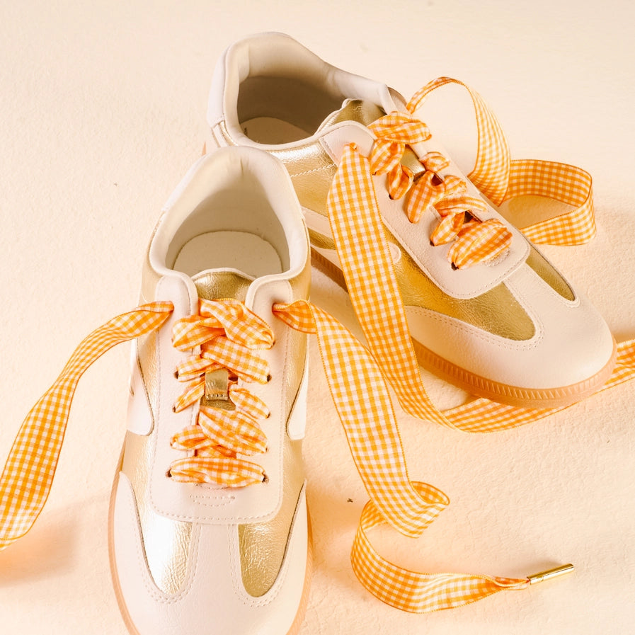 Gingham Orange-Step It Up Shoelaces