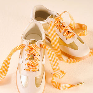 Gingham Orange-Step It Up Shoelaces