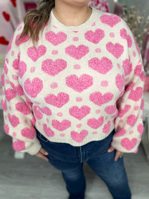 SWEET LOVE TEXTURED HEART SWEATER