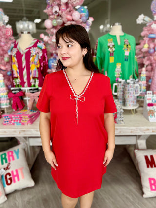 ALEXIS V-Neck Shift Mini Dress