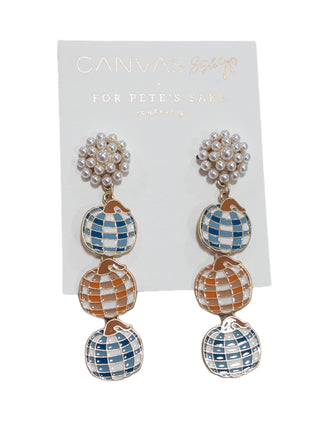 Fall Pumpkin Enamel Triple Earrings