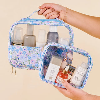 Secret Garden Blue-Clearly Chic Cosmetic Bag Set-