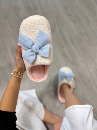 Betty Bow Light Blue-Fuzzy Slippers