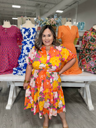 MAYA FLORAL MIDI DRESS