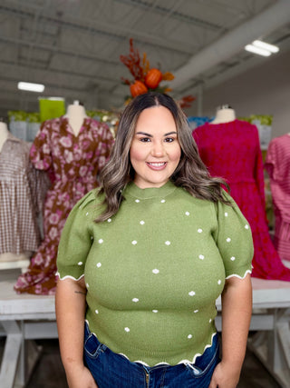 ROCIO OLIVE GREEN SWEATER TOP