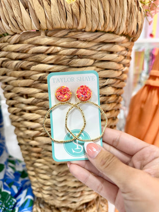 Glitter Top Hoops-watermelon