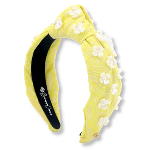 YELLOW HEADBAND WITH PEARL FLOWERS BRIANNA CANNON