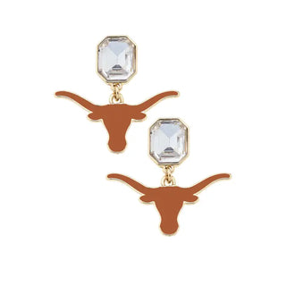 Texas Longhorns Rhinestone Enamel Logo Earrings