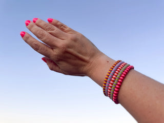 Leah Multicolor Enamel Stretch Bracelets - 5 Piece Set B-103