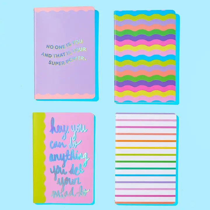 Mini Notebook Set - Neon + Foil - 4 Piece Set