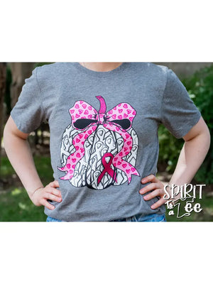 CANCER RIBBON BOW PUMPKIN TEE