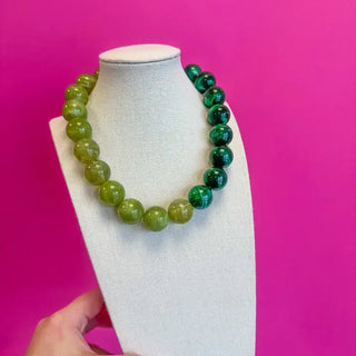 Bauble Ball Necklace - Half - Green and Dark Green