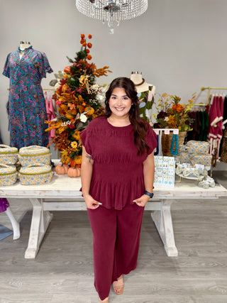 VICKIE BURGUNDY TOP