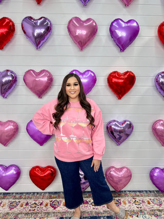PINK CHAMPAGNE TOWER SWEATSHIRT